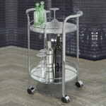 2 Tier Bar Cart in Chrome and Glass