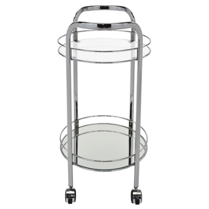 2 Tier Bar Cart in Chrome and Glass