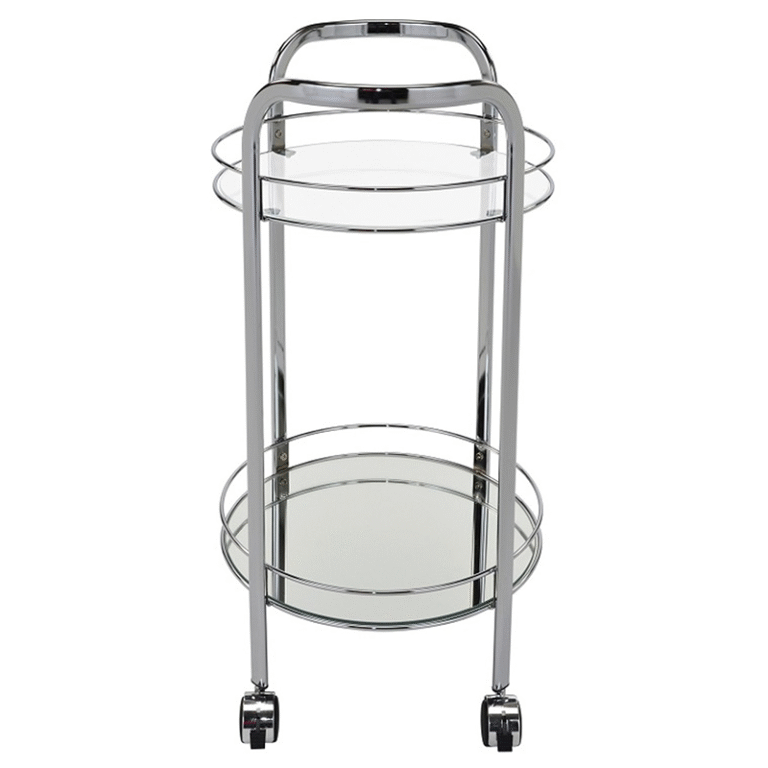 2 Tier Bar Cart in Chrome and Glass