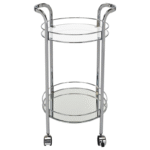 2 Tier Bar Cart in Chrome and Glass