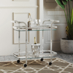2 Tier Chrome Metal Trolley with an Edgy Twist