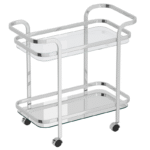 2 Tier Chrome Metal Trolley with an Edgy Twist