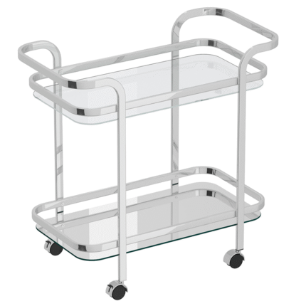 2 Tier Chrome Metal Trolley with an Edgy Twist