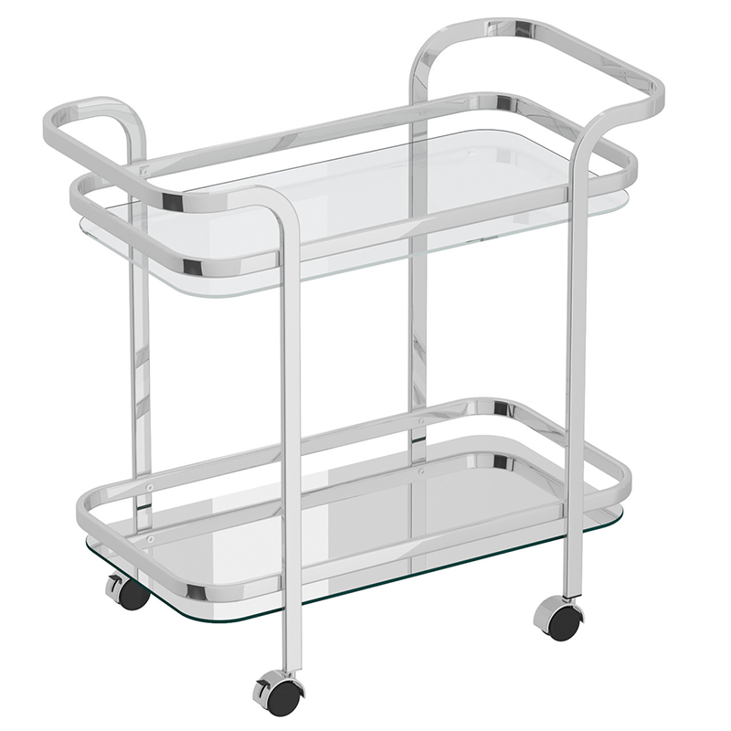 2 Tier Chrome Metal Trolley with an Edgy Twist