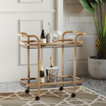 2 Tier Gold Metal Trolley with an Edgy Twist