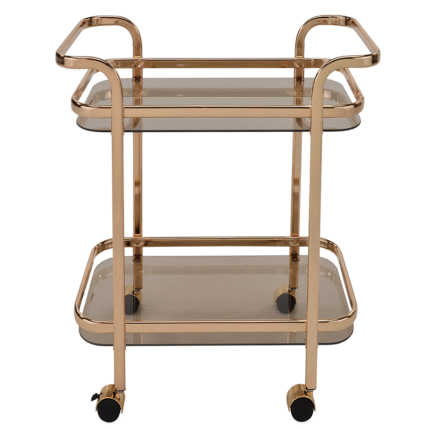 2 Tier Gold Metal Trolley with an Edgy Twist
