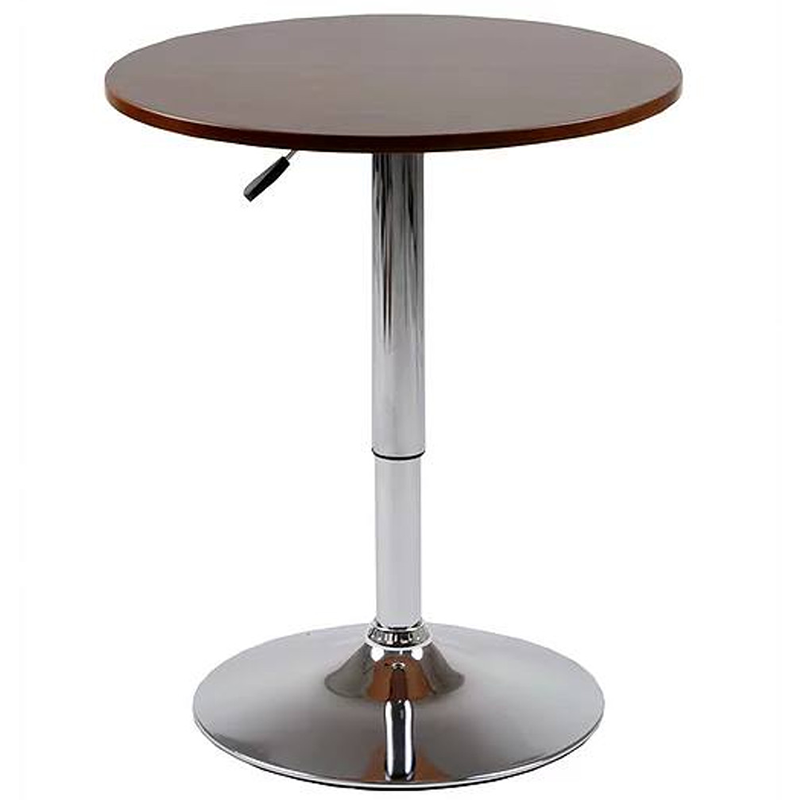 Adjustable Hydraulic Round Kitchen/Cocktail/Pub/Bar Table with Wood Top 360° Swivel Wide Chrome Base