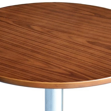 Adjustable Hydraulic Round Kitchen/Cocktail/Pub/Bar Table with Wood Top 360° Swivel Wide Chrome Base