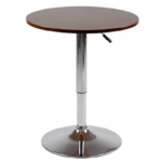 Adjustable Hydraulic Round Kitchen/Cocktail/Pub/Bar Table with Wood Top 360° Swivel Wide Chrome Base