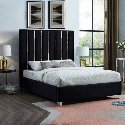 Black Velvet with Chrome Channel Design Tall Heads a Royal Touch no Box Required