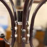 Coat Rack With Three Level Storage Real Black Marble Base Espresso Pole