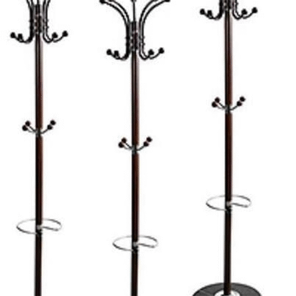 Coat Rack With Three Level Storage Real Black Marble Base Espresso Pole