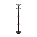Coat Rack With Three Level Storage Real Black Marble Base Espresso Pole