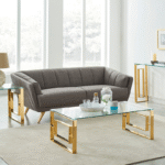 Coffee Table in Polished Gold and Glass