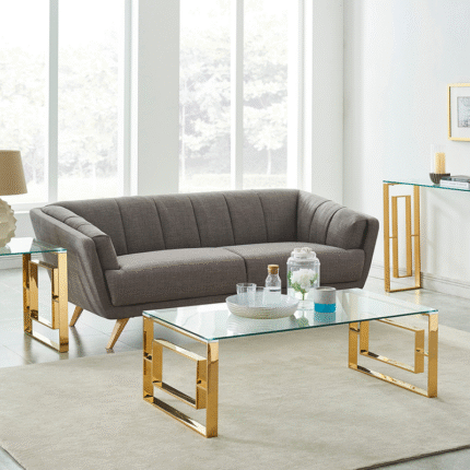 Coffee Table in Polished Gold and Glass