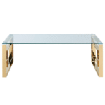 Coffee Table in Polished Gold and Glass