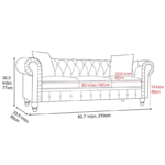 Designer Linen Rolled Arms Chesterfield Sofa (Beige)
