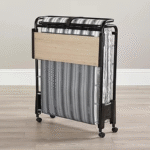 Folding Bed with Airflow Fibre Mattress in Two Sizes Made in UK