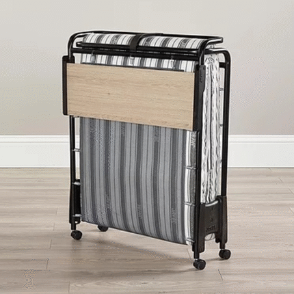 Folding Bed with Airflow Fibre Mattress in Two Sizes Made in UK