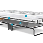 Folding Bed with Airflow Fibre Mattress in Two Sizes Made in UK