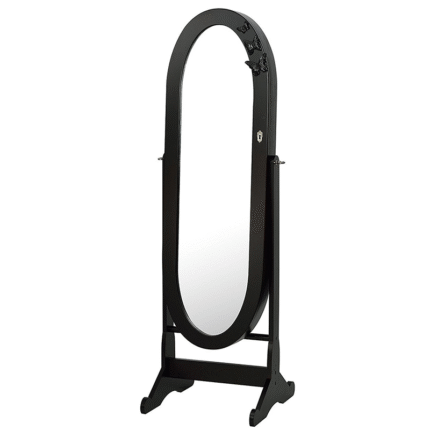 Oval Shape Mirrored Jewelry Cabinet Armoire Stand