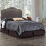 Queen Adjustable Silver Nailheads Headboard in Grey Fabric Very Classy