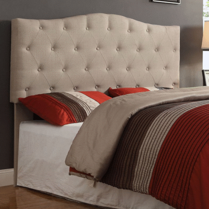 Queen/Double Headboard in Natural Linen with Button Tufting Very Classy