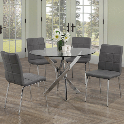 Round Designer Dining Table with Thick Glass and Chrome