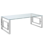 Silver Coffee Table in Polished Silver and Glass Yours Sophistication