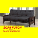 Sofa Bed Futon Espresso Wood and Black Metal Very Strong