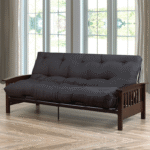 Sofa Bed Futon Espresso Wood and Black Metal Very Strong