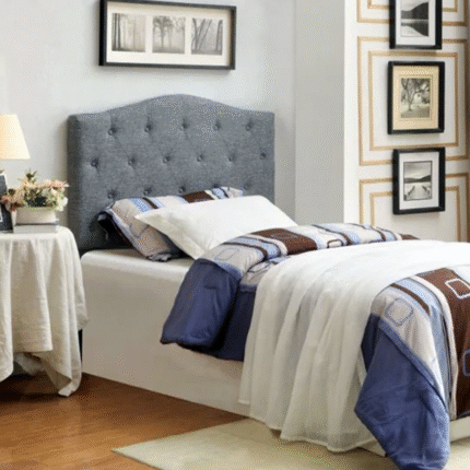 Twin/Single Headboard in Grey Fabric with Button Tufting Very Classy